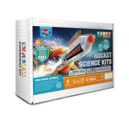 Learn how to engineer a rocket, then launch it! 50ft into the sky! Try our Rocket science lab kit!